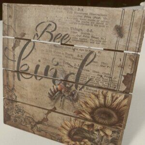 Rustic Bee Kind Wooden Sign